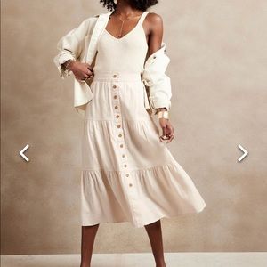 Banana Republic XS Cream Maxi Skirt Linen Blend
